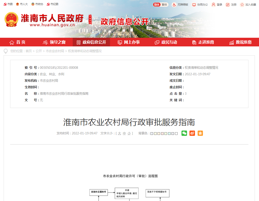 淮南市農業(yè)農村局行政審批服務(wù)指南