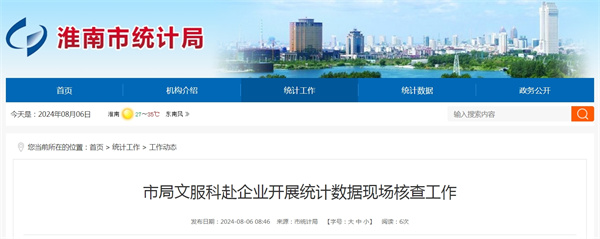 淮南市統計局文服科赴企業(yè)開(kāi)展統計數據現場(chǎng)核查工作