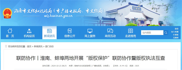 淮南、蚌埠兩地開(kāi)展“版權保護”聯(lián)防協(xié)作暨版權執法互查